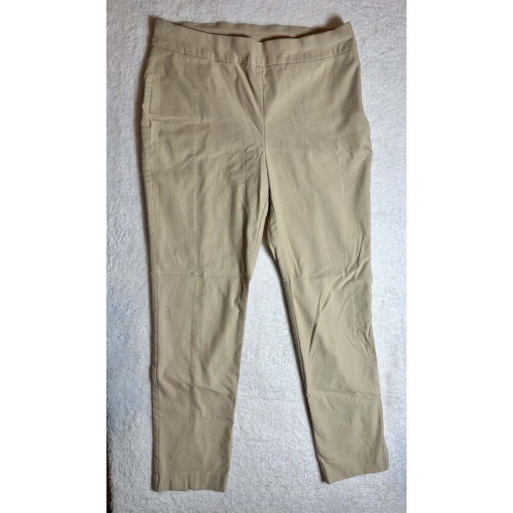 Chico's Women's Tan Mid Rise Straight Leg Stretch Pull On Ankle Pants Sz 8R